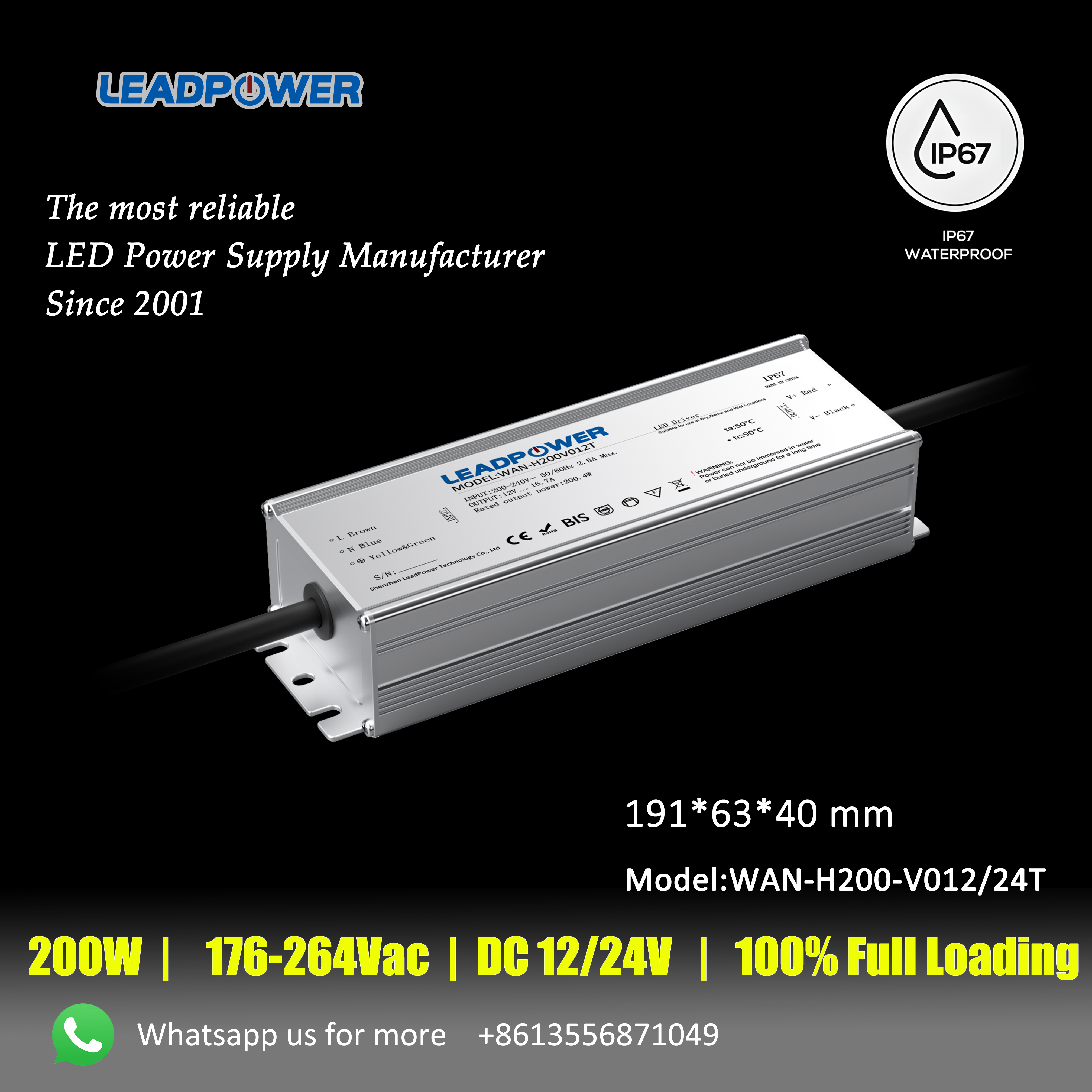 WAN-H200 LED Waterproof Power Supply