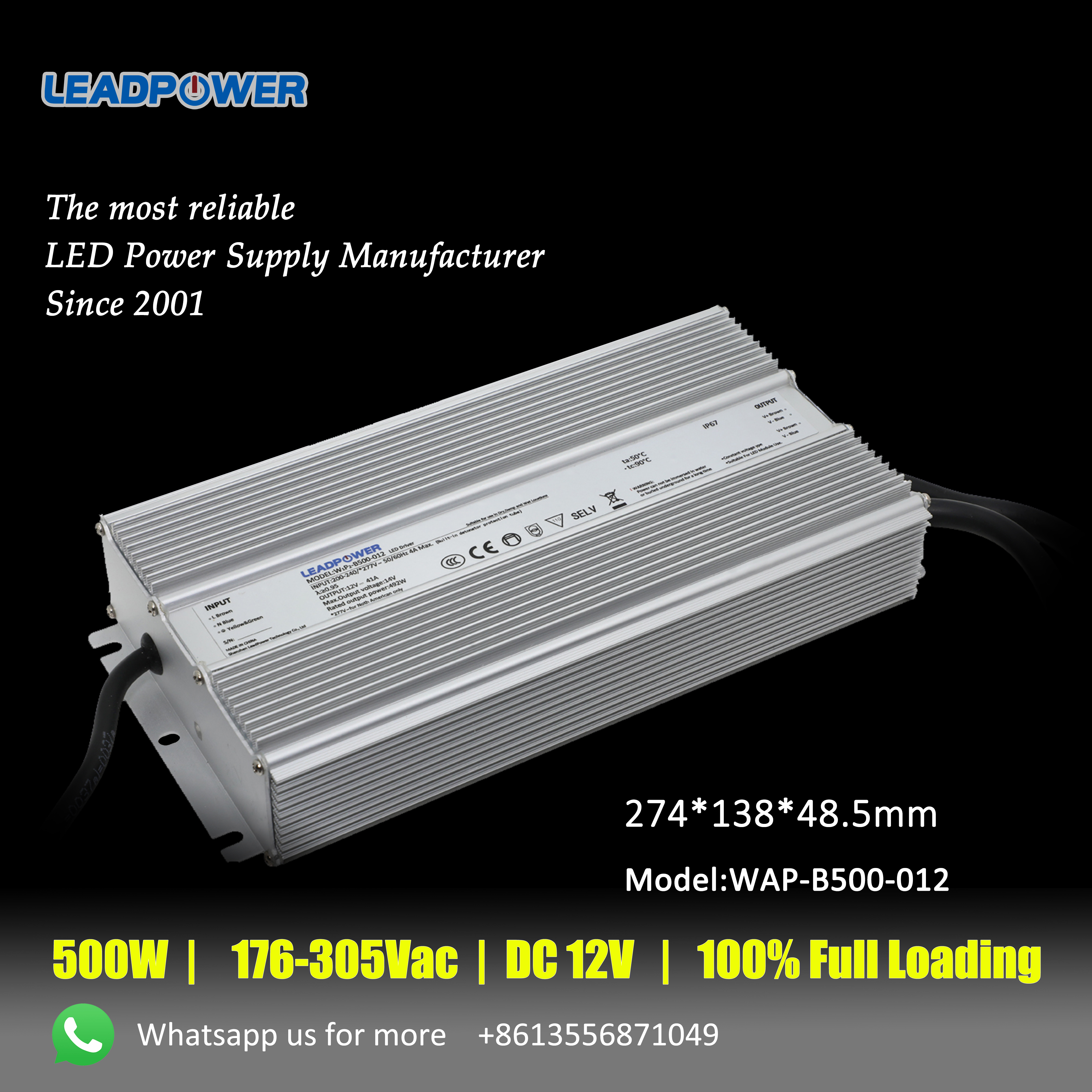 WAP-B500 Series Waterproof LED Power Supply