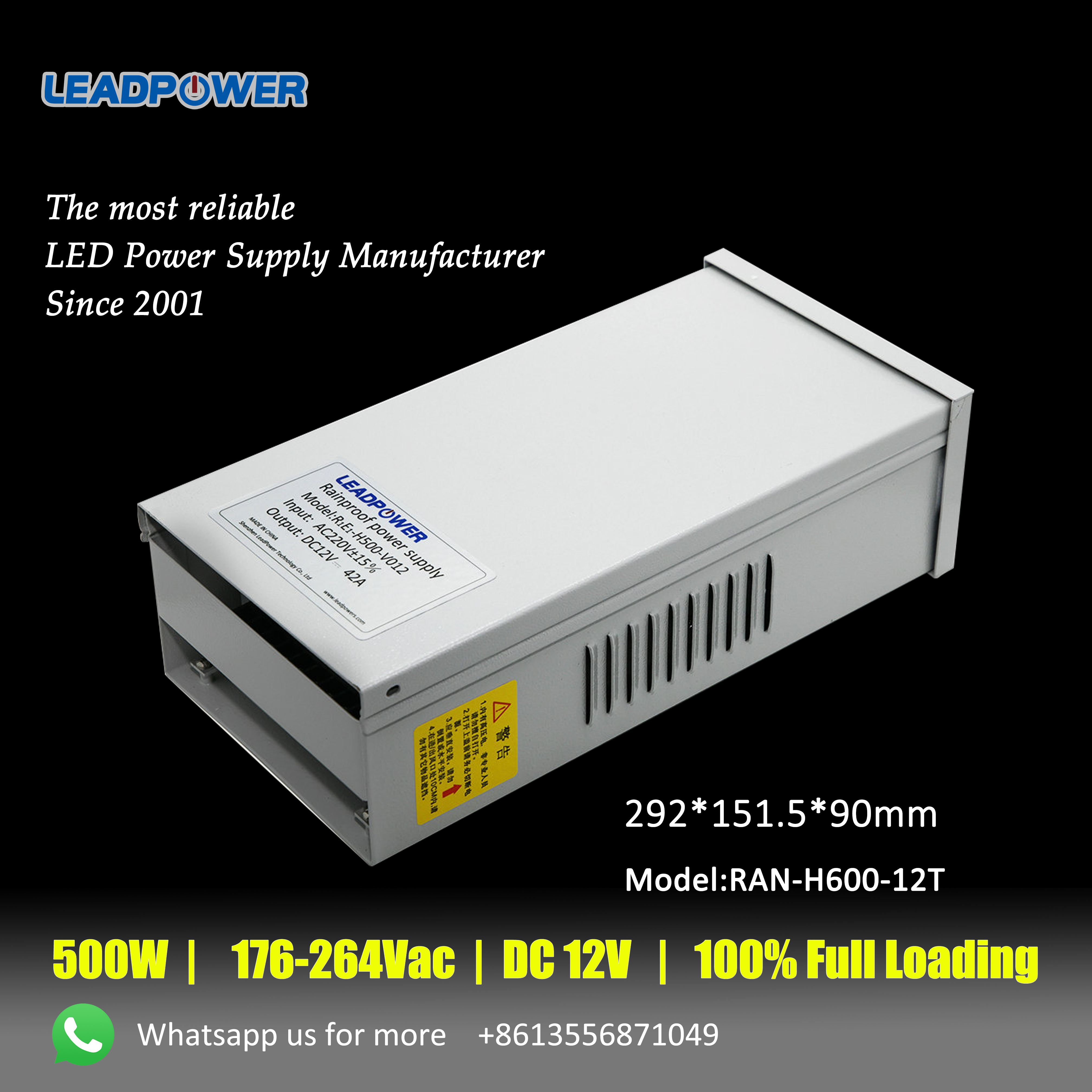 RAN-H500 Series Rainproof LED Power Supply 