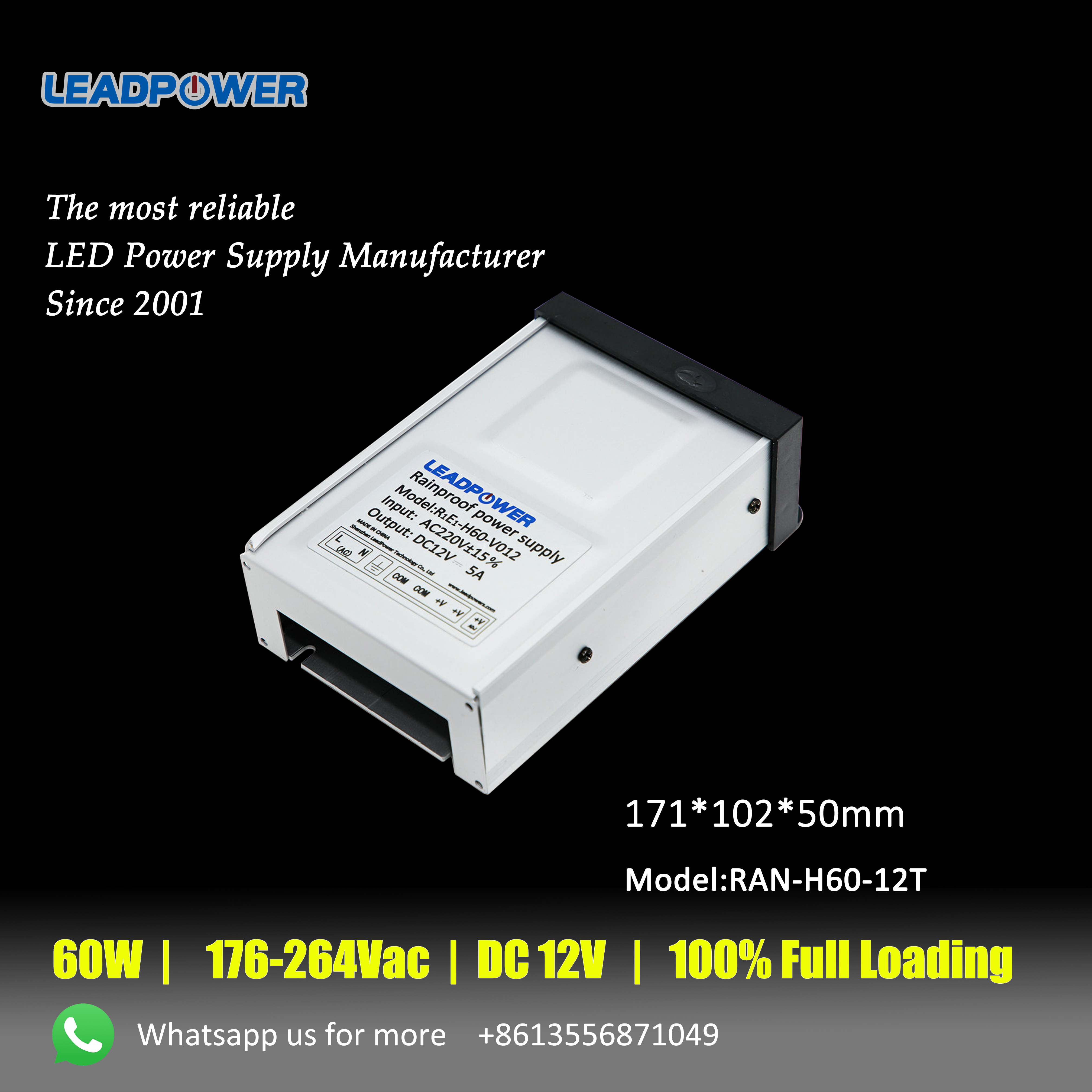 RAN-H60 Series Rainproof LED Power Supply 